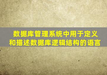 数据库管理系统中用于定义和描述数据库逻辑结构的语言